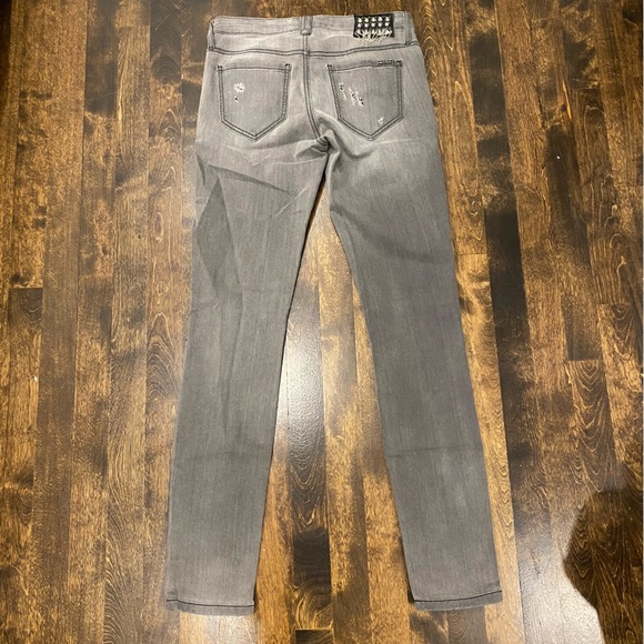Marciano grey stretch power skinny jean with lace and stud details - Picture 2 of 7